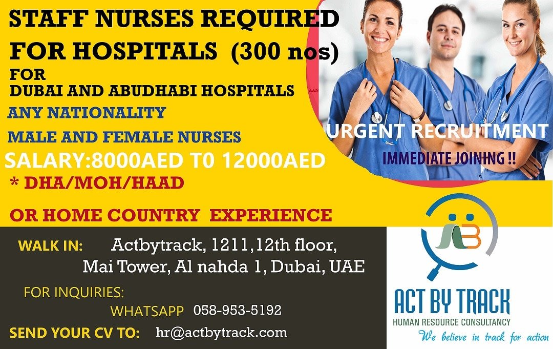 Nurses Required in Dubai On Urgent Basis (Freshers/Experienced)